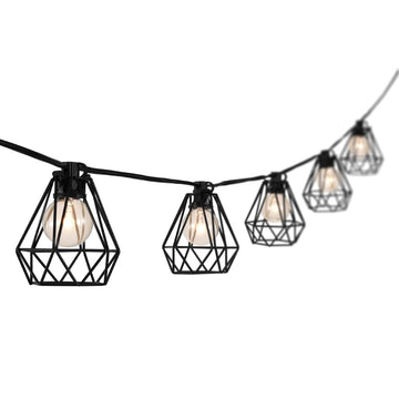 Indoor/Outdoor 10 ft. Contemporary Transitional Incandescent G40 Diamond Cage String Lights